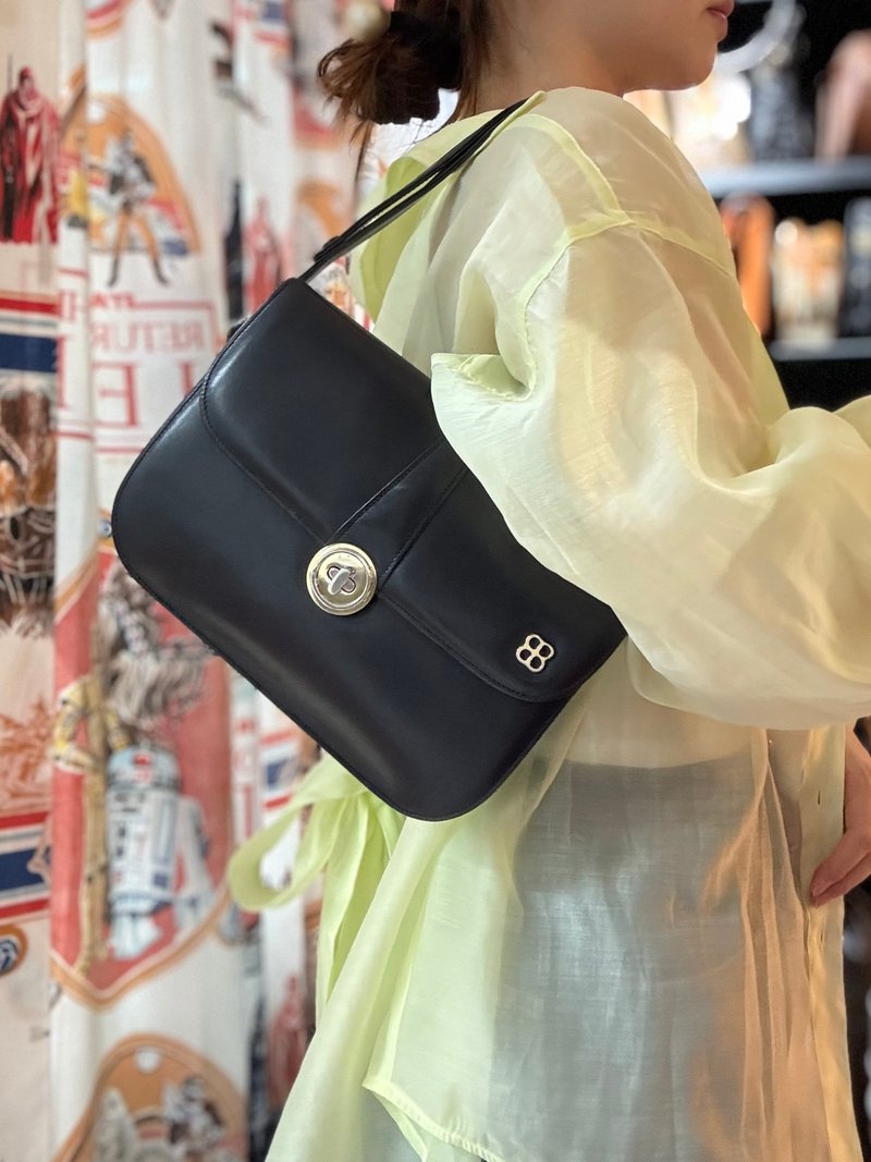 中古稀有 Balenciaga 巴黎世家 牛革 黑色风琴包 侧背包 腋下包 - 侧背包/斜挎包 - 真皮 黑色