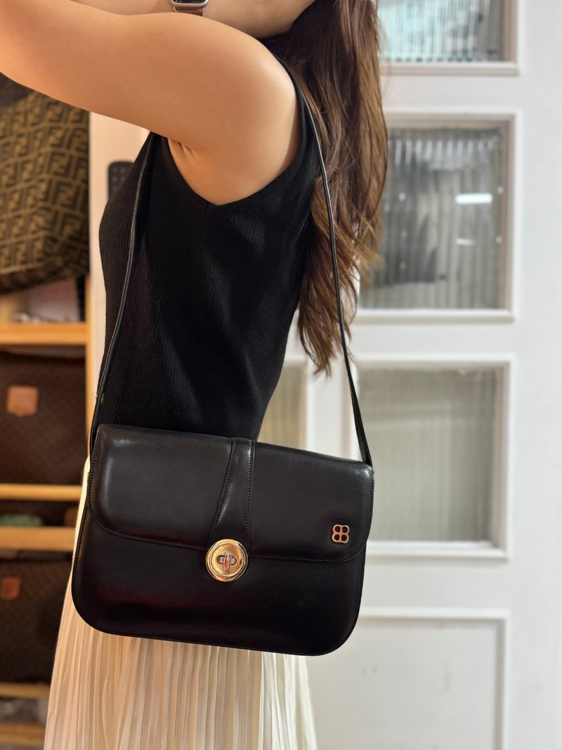 中古稀有 Balenciaga 巴黎世家 牛革 黑色风琴包 侧背包 腋下包 - 侧背包/斜挎包 - 真皮 黑色