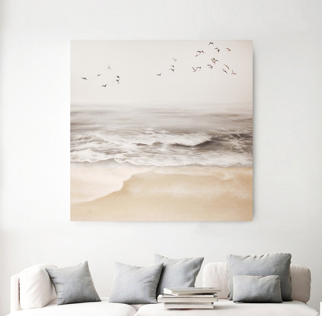 海景画 | 海景画 | 米色海景 | 海景墙艺术 | 海景 - 墙贴/壁贴 - 棉 卡其色