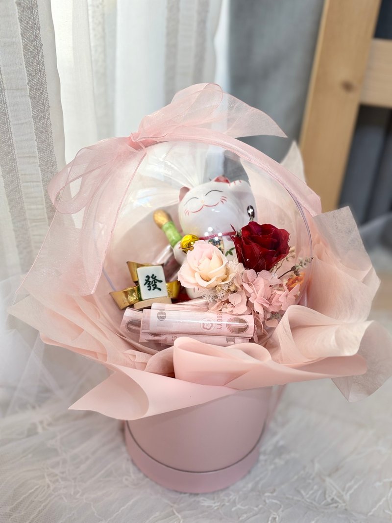 开幕必送  粉色系波波球招财猫x钱钱抱抱筒 - 植栽/盆栽 - 植物．花 