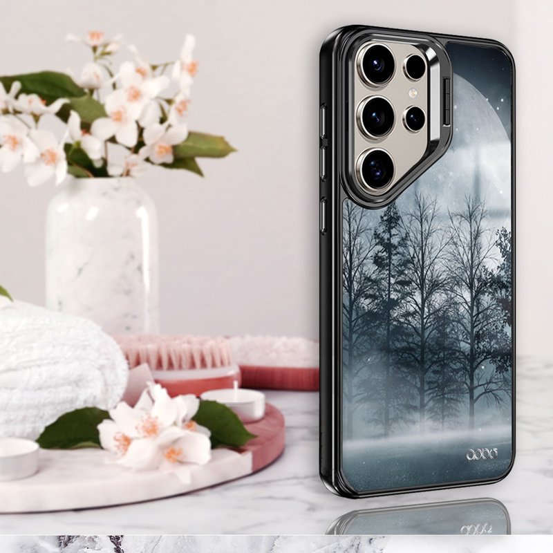 Samsung S25/S24/S23系列 军规防摔合金框隐形立架手机壳-夜月 - 手机壳/手机套 - 其他材质 多色