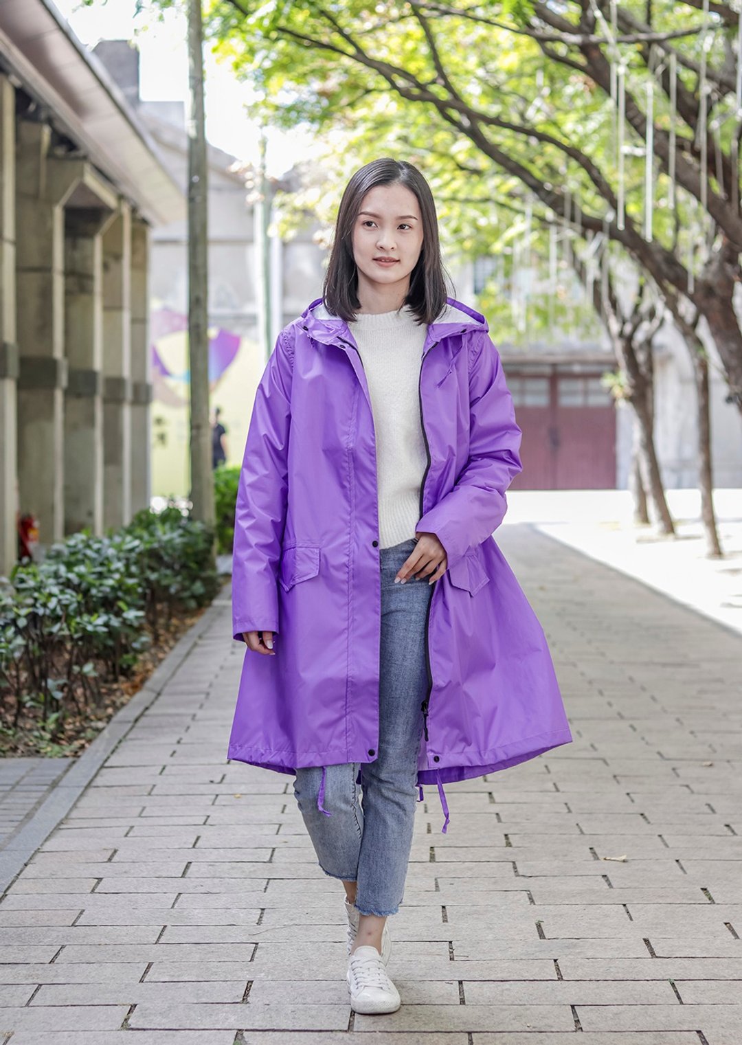 Unni紫色薰衣防水风衣 雨衣  raincoat  雨风衣 防风 防拨水 遮晒 - 女装休闲/机能外套 - 防水材质 紫色