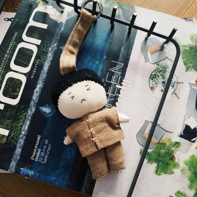 Dek pinto Key chain - 吊饰 - 棉．麻 卡其色