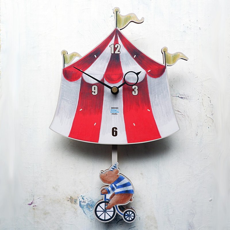 SB-1 马戏团与北极熊(蓝白条纹) - Pendulum clock - 时钟/闹钟 - 木头 