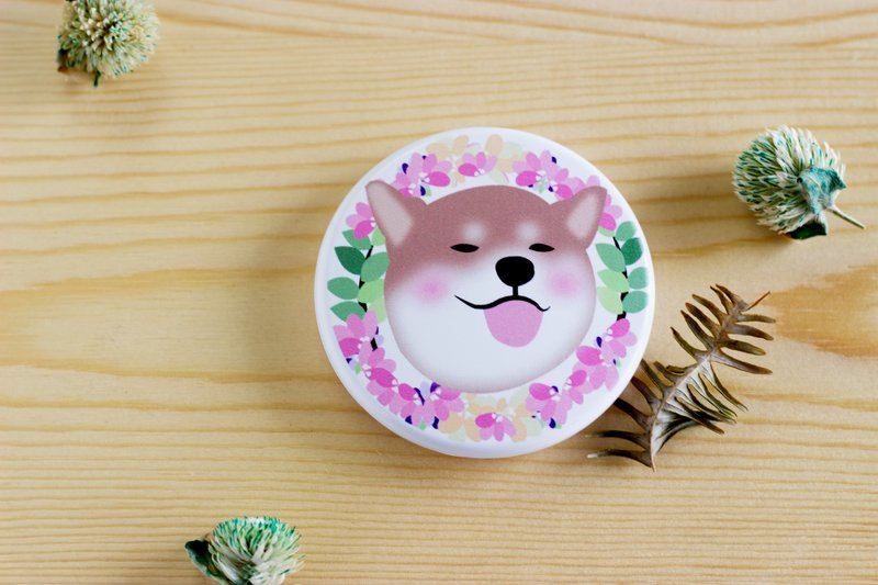 柴将（柴犬）动物花圈随身圆镜组 - 彩妆刷具/镜子/梳子 - 塑料 多色