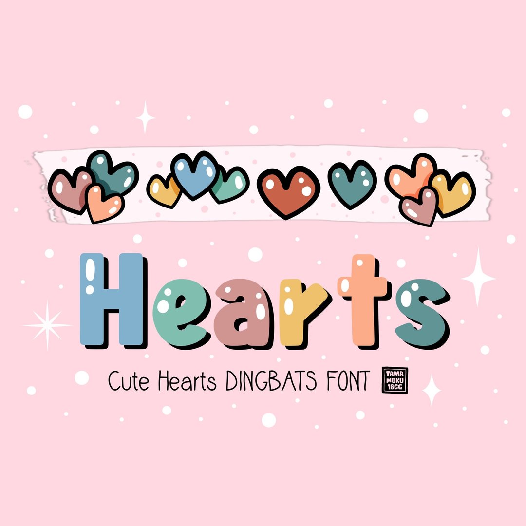 Cute Hearts OTF Dingbats 字体 - 字体设计 - 其他材质 
