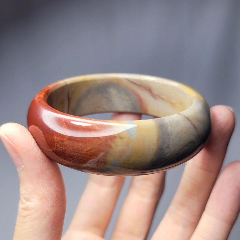 天然 海洋碧玉 玉瓍 玛瑙 粉彩 富贵 开运 招财 手镯 18cm 单品 - 手链/手环 - 宝石 多色