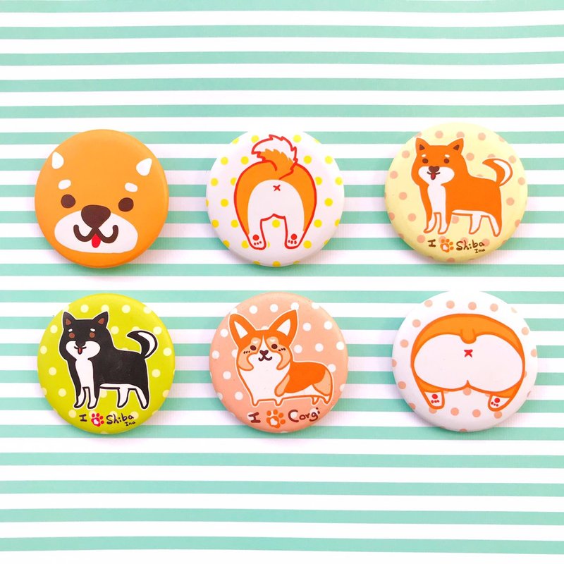 逗趣胸章/钥匙圈 -狗狗来啰 - 徽章/别针 - 其他材质 橘色