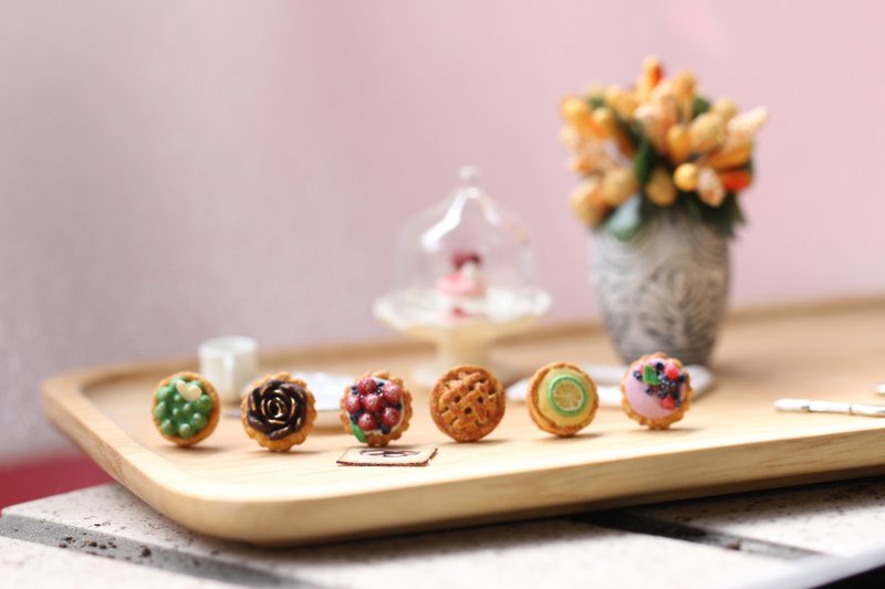 袖珍法式塔派套组福袋 French Tart Earring Set【五倍券优惠】 - 耳环/耳夹 - 粘土 多色