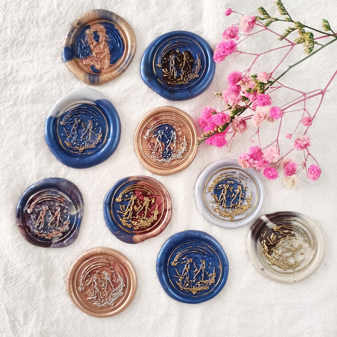手工火漆封蜡贴纸 王子公主浪漫封蜡 Sealing Wax Coin Sticker - 贴纸 - 蜡 
