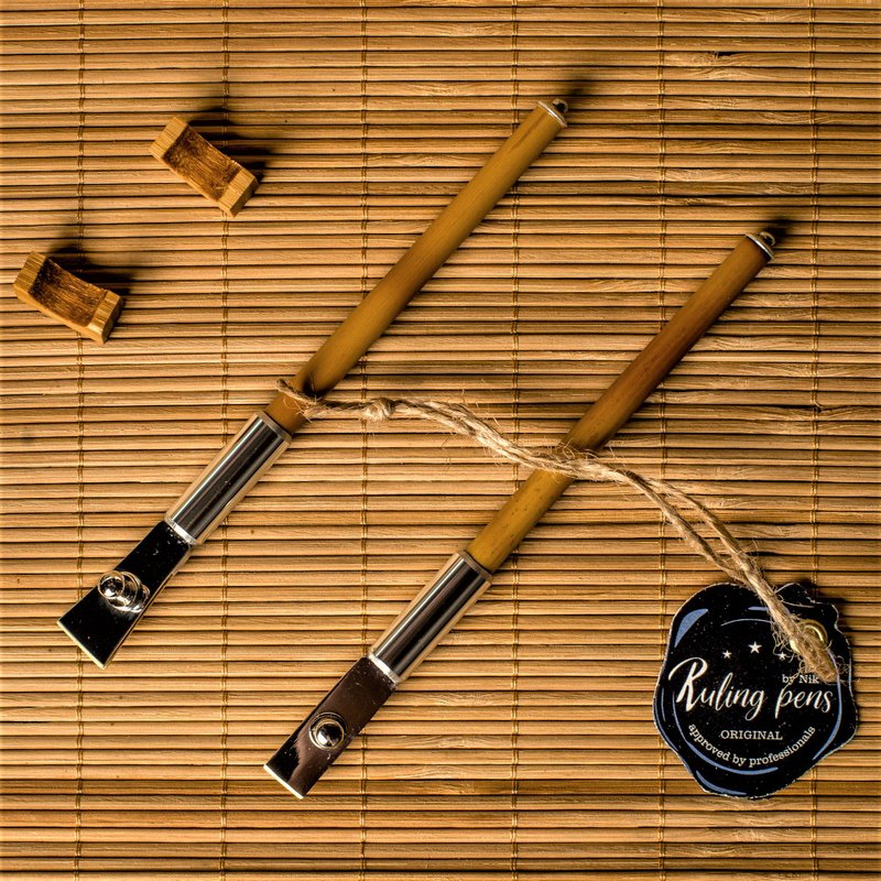 Hand made ruling pen for gothic calligraphy/Two sizes/Bamboo handle/ - 蘸水笔 - 其他金属 银色