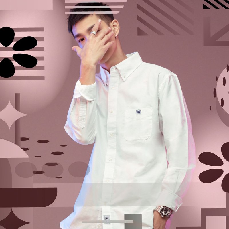 【限时出清6折】【正式休闲皆宜】D.S.L经典牛津衬衫-白色 - 男装衬衫 - 棉．麻 白色