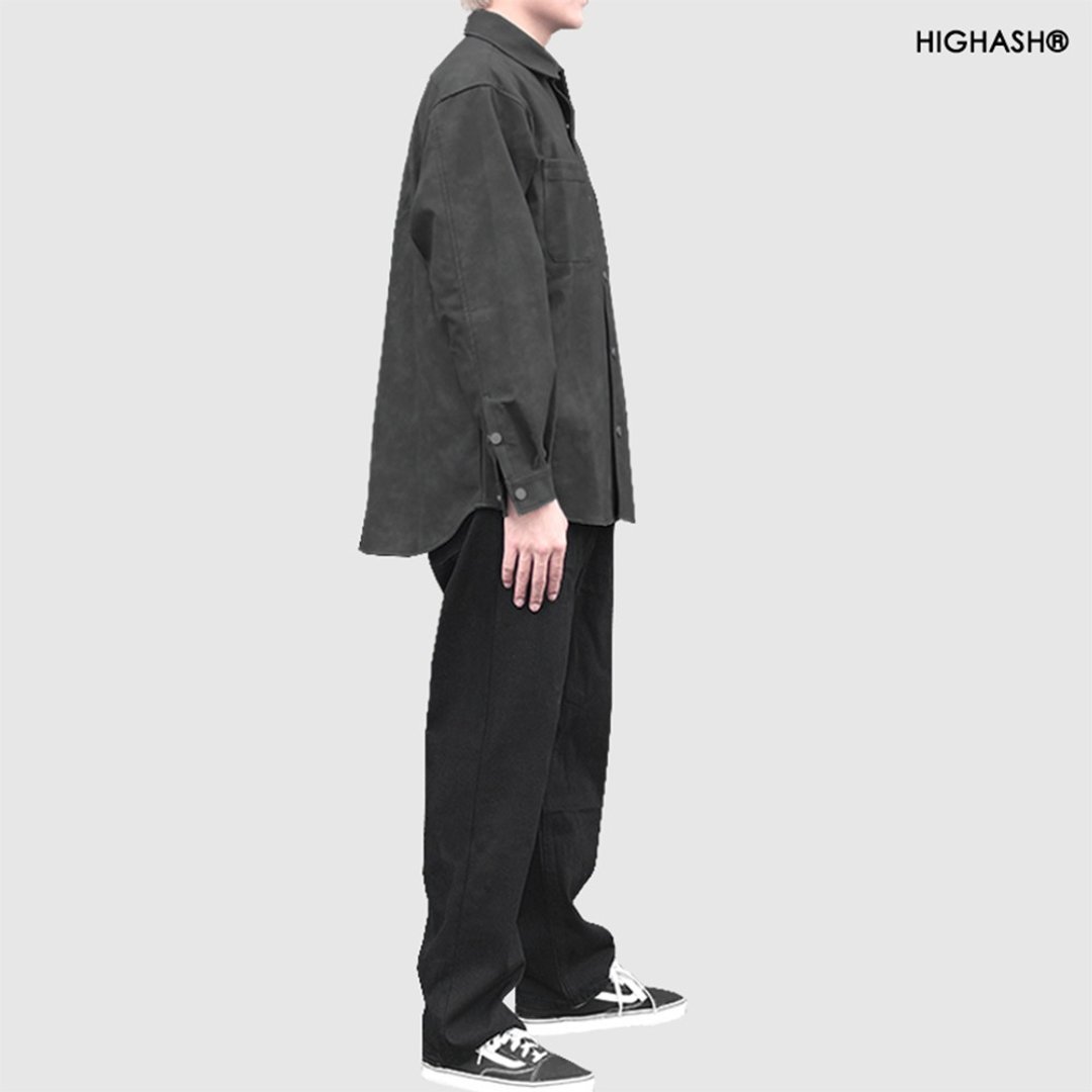 HIGHASH高级灰原创设计微宽松黑色基础款休闲男士长裤直筒牛仔裤 - 男士长裤 - 其他材质 黑色