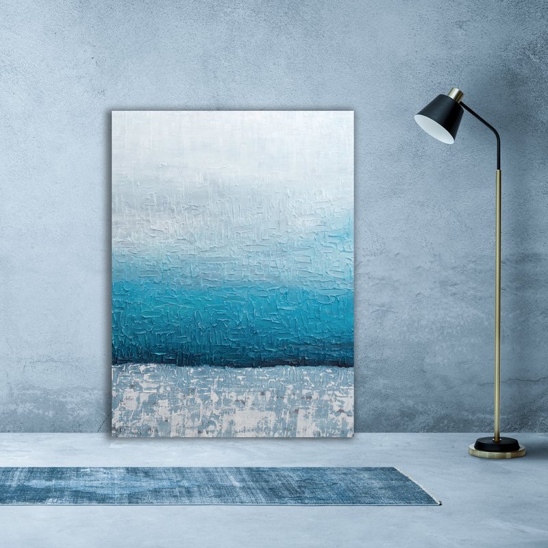 Abstract painting, contemporary art, interior art, 25,59 H x 29,53 W inches - 墙贴/壁贴 - 压克力 蓝色