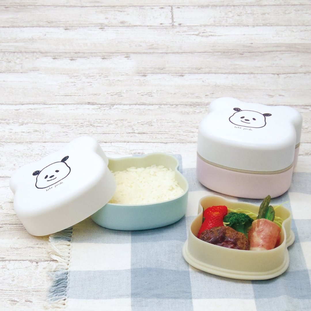 bebe panda Die-cut 2-Tier Lunchbox 450ml Box Container Meal Food Made In Japan - 便当盒/饭盒 - 塑料 粉红色