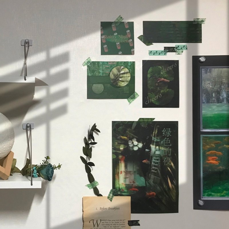 绿夜迷你海报组 녹색의밤 미니포스터 세트 - 海报/装饰画/版画 - 纸 绿色