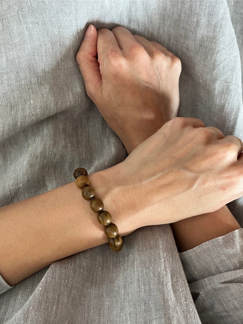 愈创木手造原木10mm珠串 - 手链/手环 - 木头 绿色