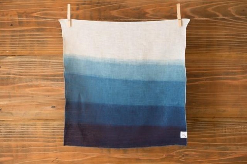 Genuine indigo tie-dye Linen handkerchief gradation - 其他 - 棉 蓝色
