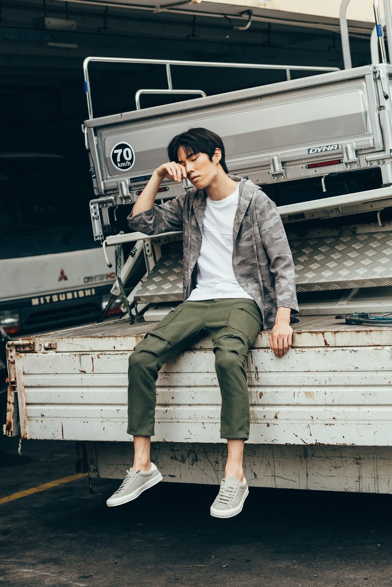 迷彩印花连帽衫 - 男装外套 - 棉．麻 灰色