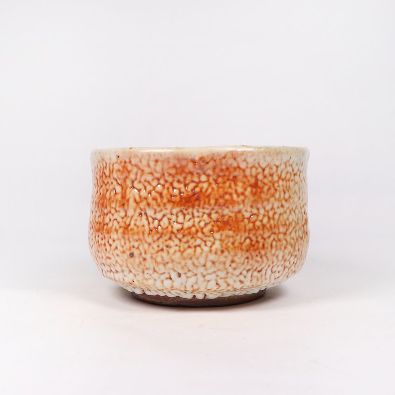 明芽窑 l 经典柴烧缩志野茶碗 陶器 陶艺品 茶具 H6 - 茶具/茶杯 - 陶 橘色