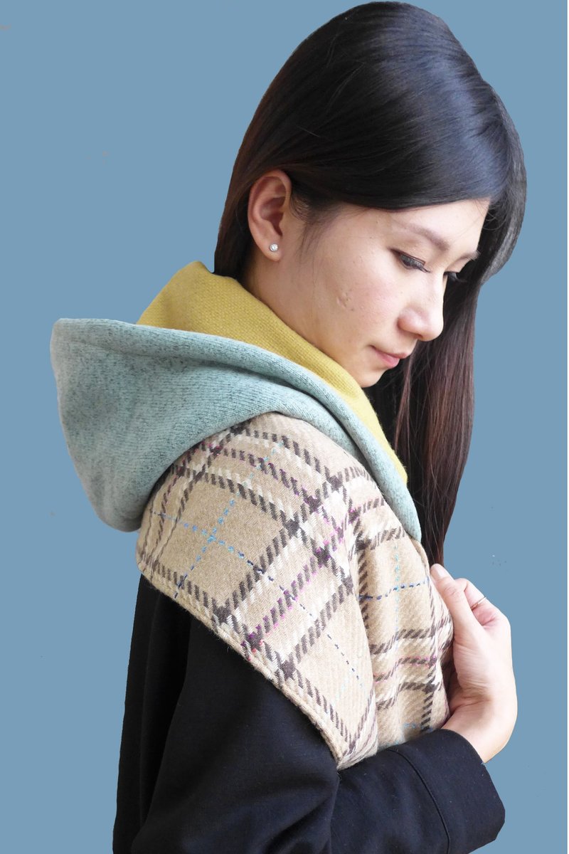 冬天好朋友-帽子+口袋+毛料围巾三合一(薄荷绿) - 丝巾 - 羊毛 多色