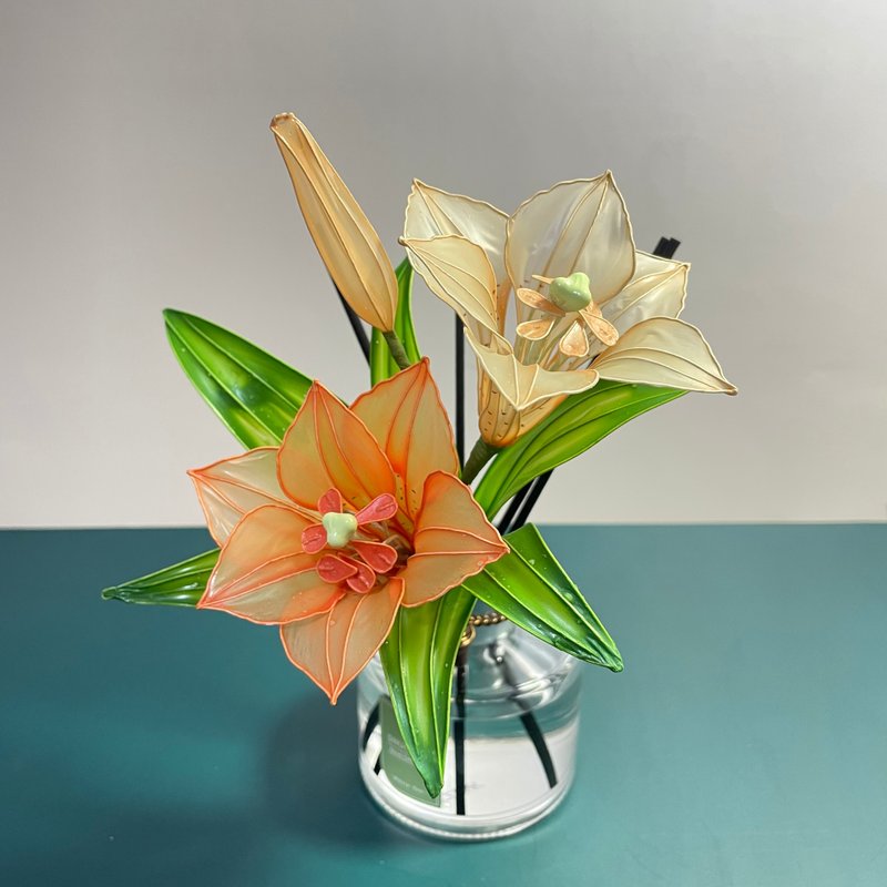 木瓜百合水晶花-扩香瓶装饰 - 摆饰 - 树脂 橘色