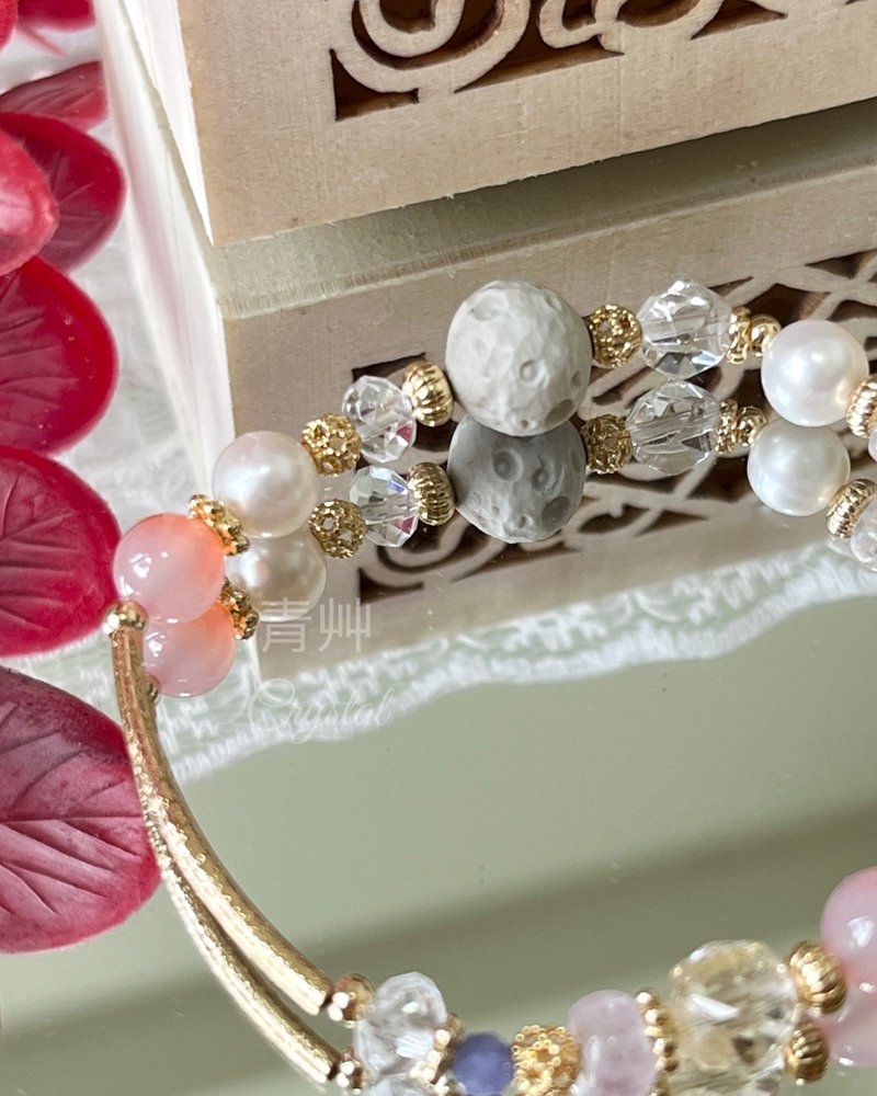 阿拉善月球 月球有灰绿色、鹅黄色、浅粉色采随机出货 - 手链/手环 - 水晶 