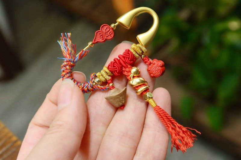 天然精品红砂朱砂葫芦如意锁宝宝护身辟邪胸针别针弥月周岁礼物 - 胸针 - 玉石 