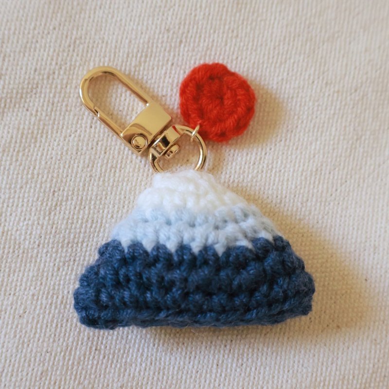 富士山01-挂耳机包&包包 风格手作吊饰 - 吊饰 - 棉．麻 蓝色