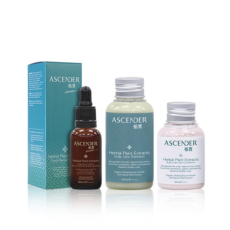 【头皮毛发全效调理】洗发素75ml、护发素50ml、逆转精华30ml - 润发用品 - 其他材质 绿色