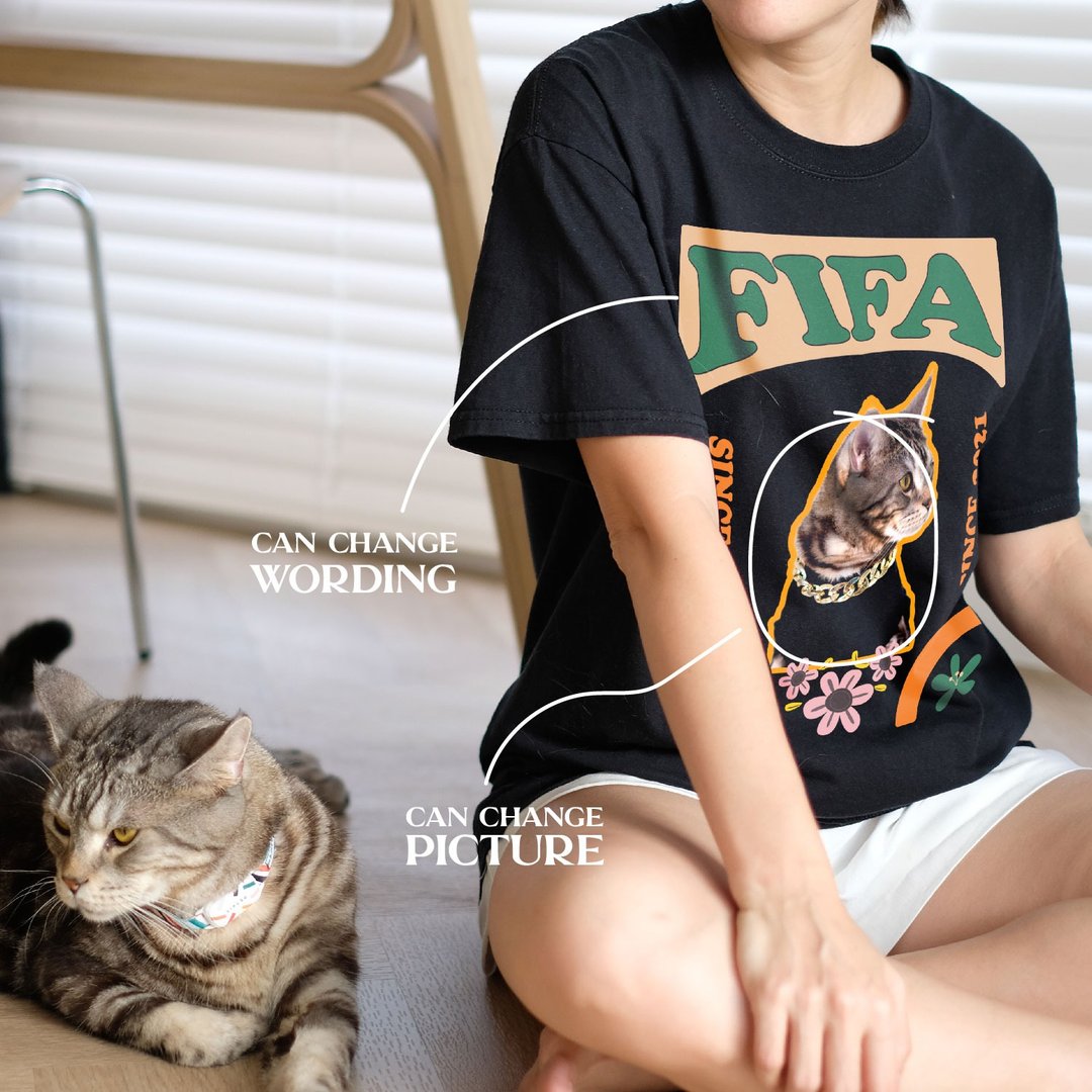 CUSTOM T-SHIRT (Fifa) **照片及文字内容可更改 - 女装 T 恤 - 其他材质 黑色