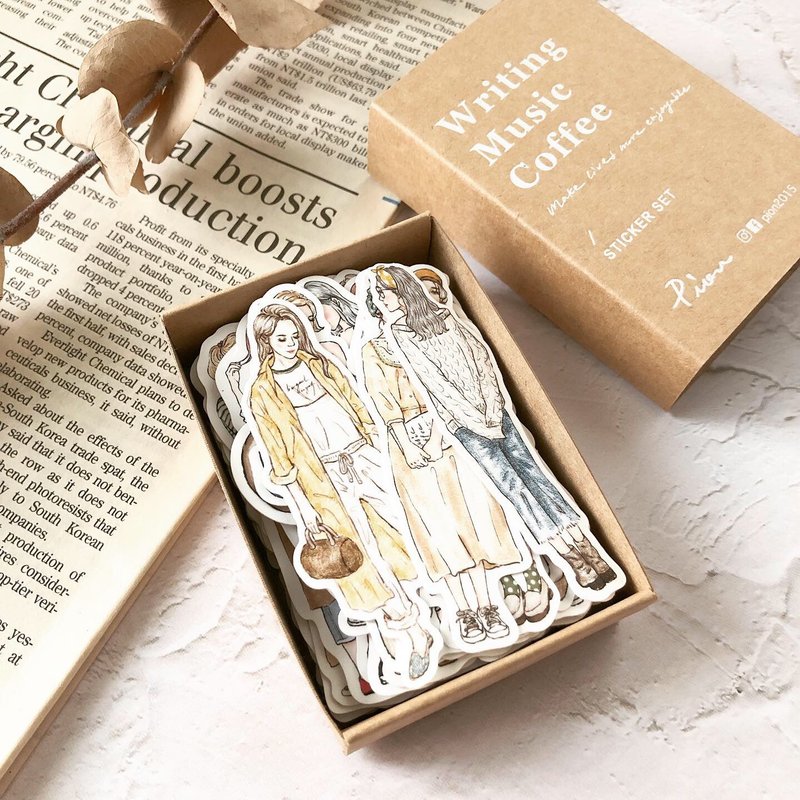 女孩贴纸套组 / 74张入 - 贴纸 - 纸 咖啡色