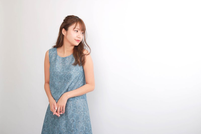 日本制造 无袖蕾丝上衣蓝色 - 女装背心 - 其他人造纤维 蓝色