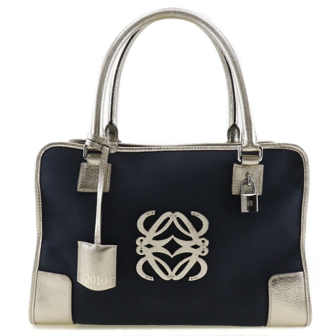 【日本直送】罗意威 LOEWE Amazona 36 手提包 波士顿包 2010年 帆布 × 皮革 深蓝色 女性【二手】 - 手提包/手提袋 - 棉 蓝色