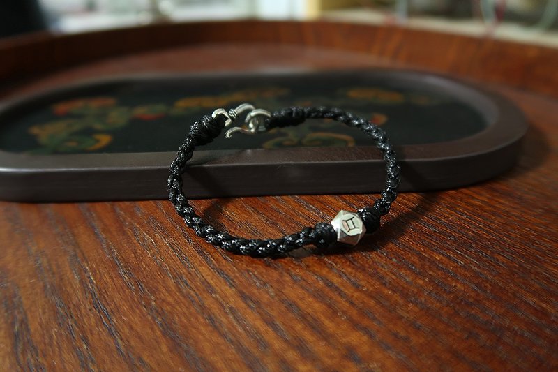 S925纯银12星座手链 纯银六方开财交好运编织手绳 - 手链/手环 - 纯银 