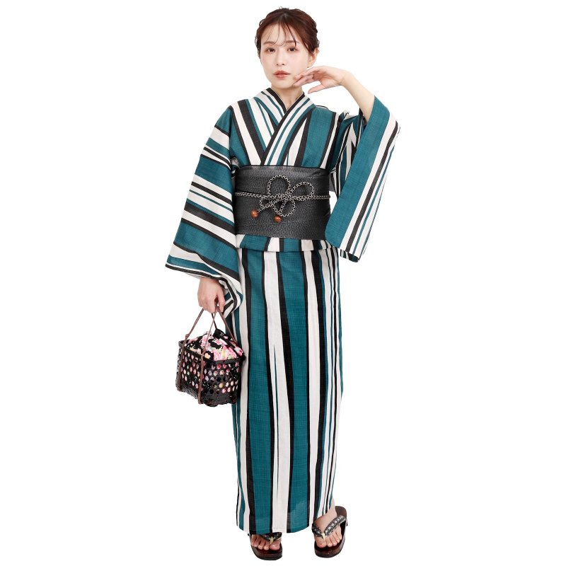 日本 和服 浴衣 女性 浴衣 腰封 2件组 S/F Size x14S/F-25 - 其他 - 棉 