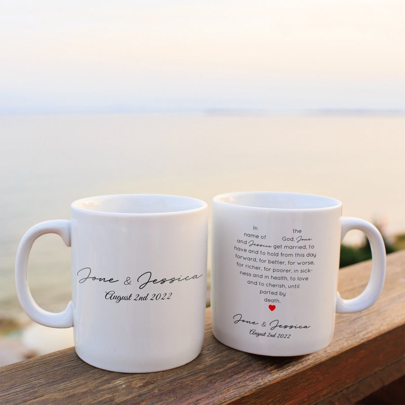 【情侣纪念礼物】 夫妻情侣名字定制马克杯陶瓷杯 情侣礼物 - 咖啡杯/马克杯 - 陶 白色