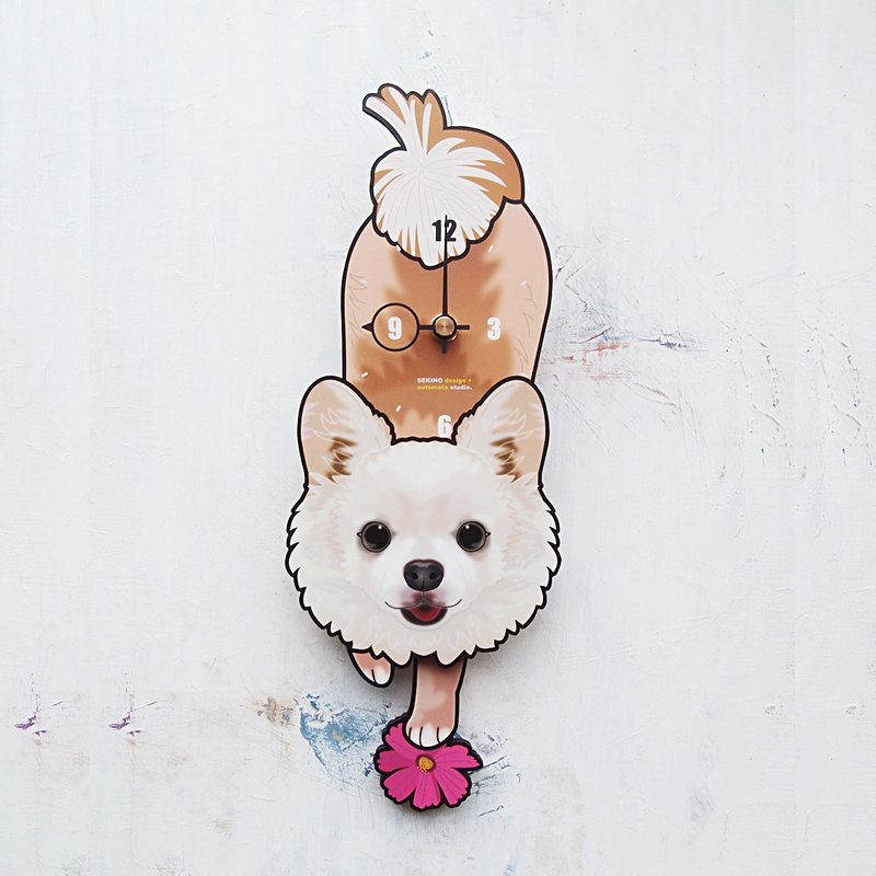 D-094 吉娃娃 - 动物造型钟摆钟 - 时钟/闹钟 - 木头 