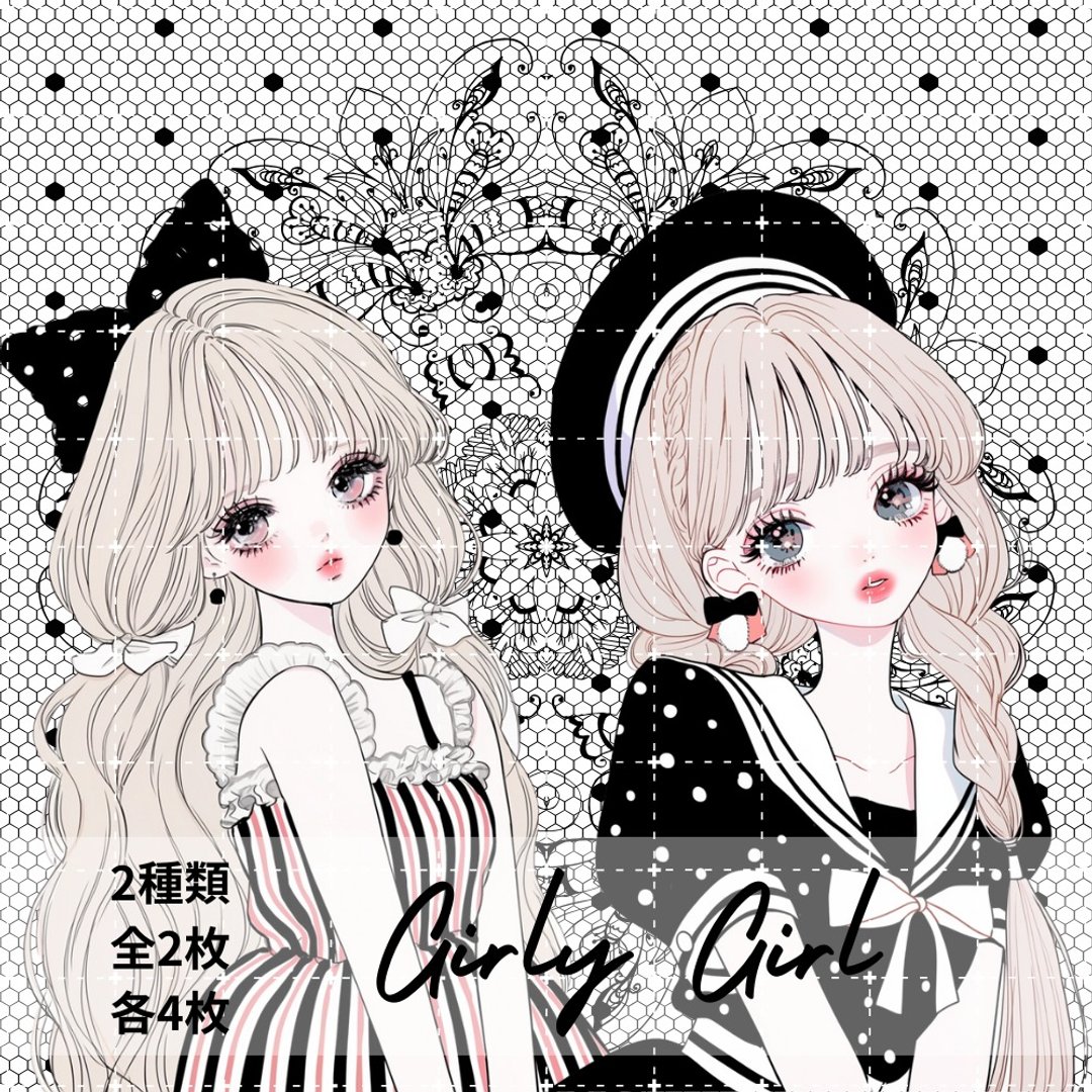 pinokkuma shop 人物贴纸 女孩贴纸 拼贴素材 - 贴纸 - 纸 