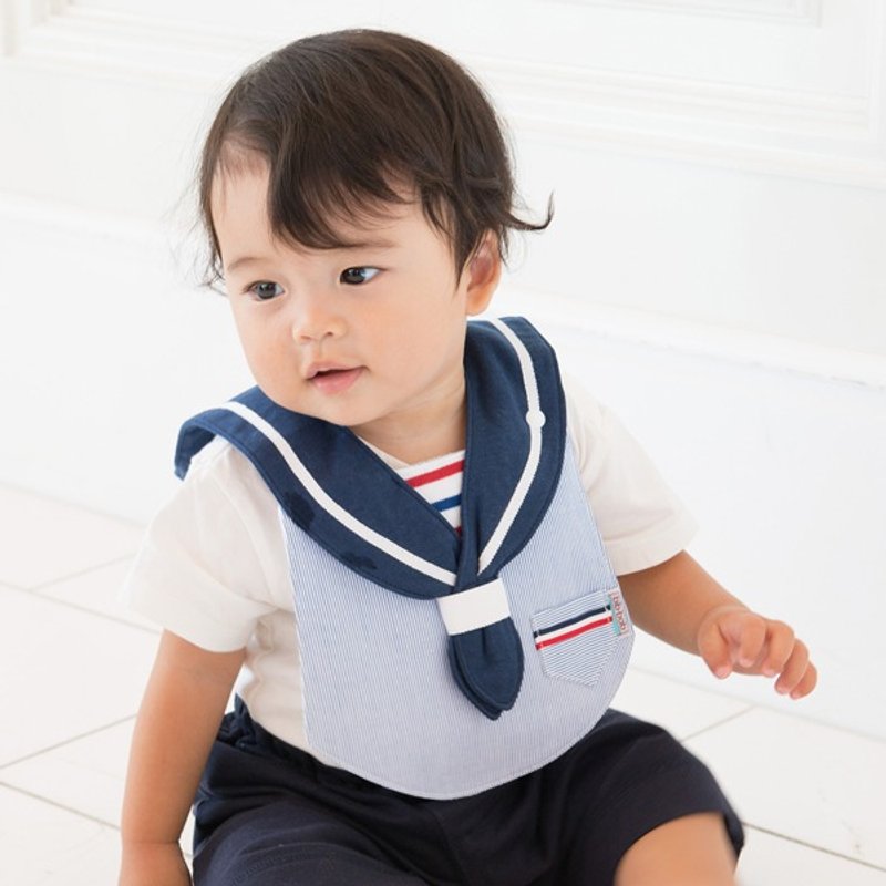 MARIN BIB  blue-navy collar - 围嘴/口水巾 - 棉．麻 蓝色