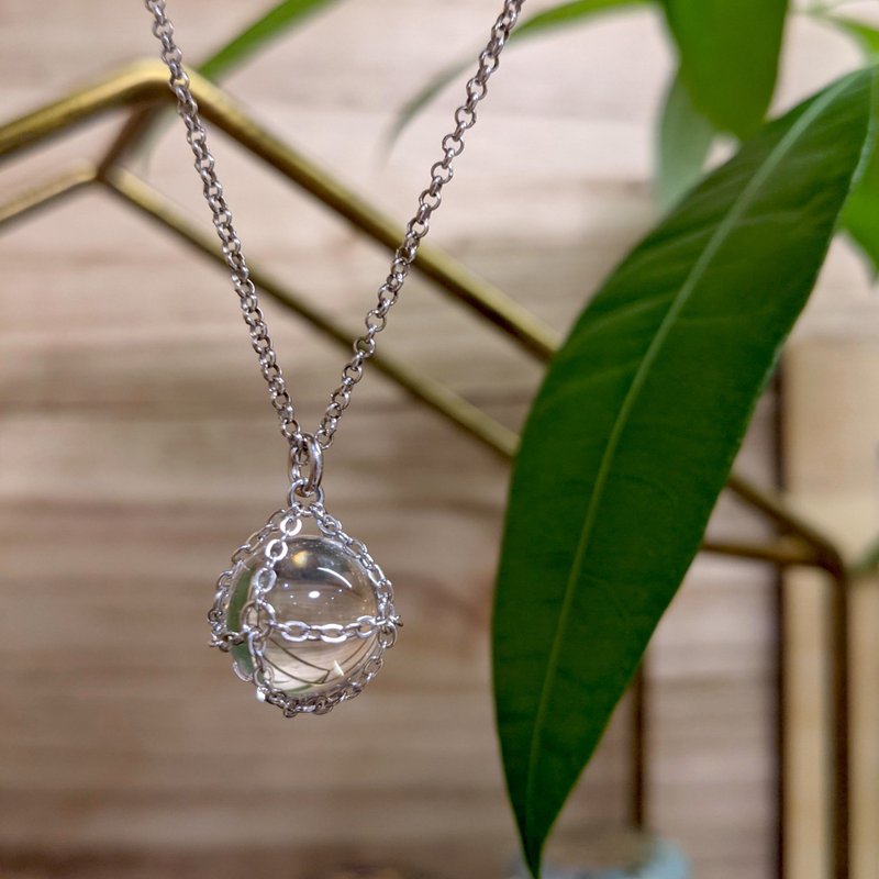 Little Sphere 白水晶 水晶球 项链 纯银 水晶颈链 礼物 优雅 - 项链 - 半宝石 白色