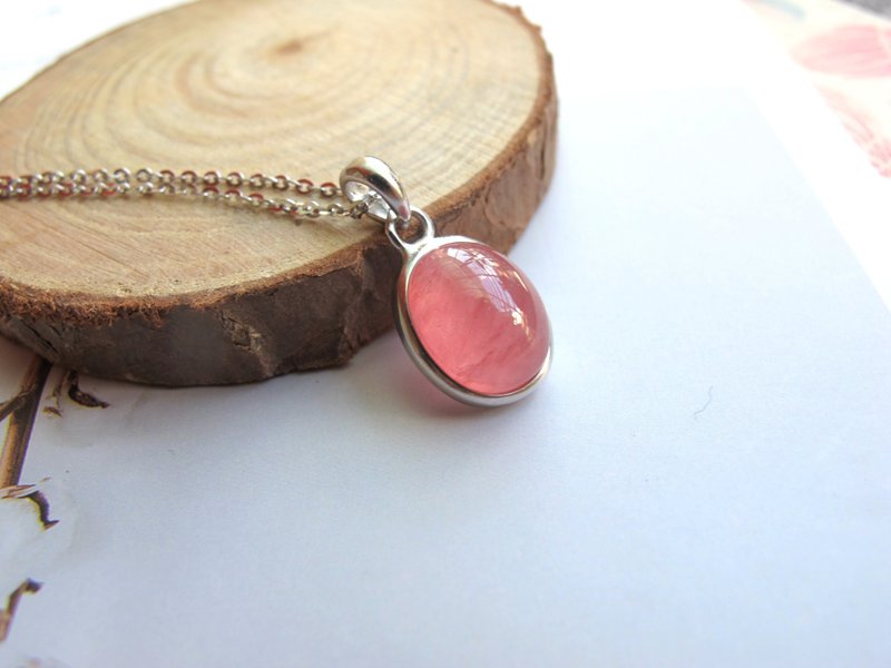 【冰红宝】红纹石 x 925银 - 手创天然石系列 - 项链 - 水晶 红色