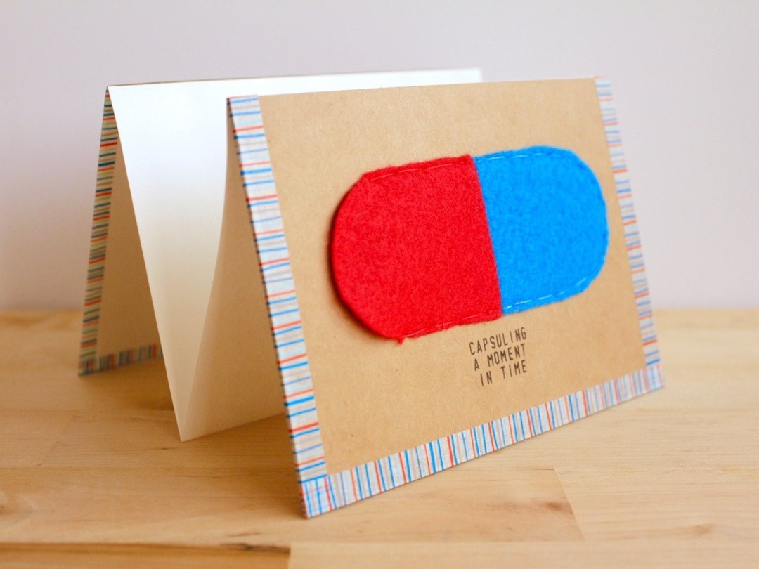 Handmade A6 Accordion Card - Time Capsule  (手工作六面卡片) - 卡片/明信片 - 纸 咖啡色