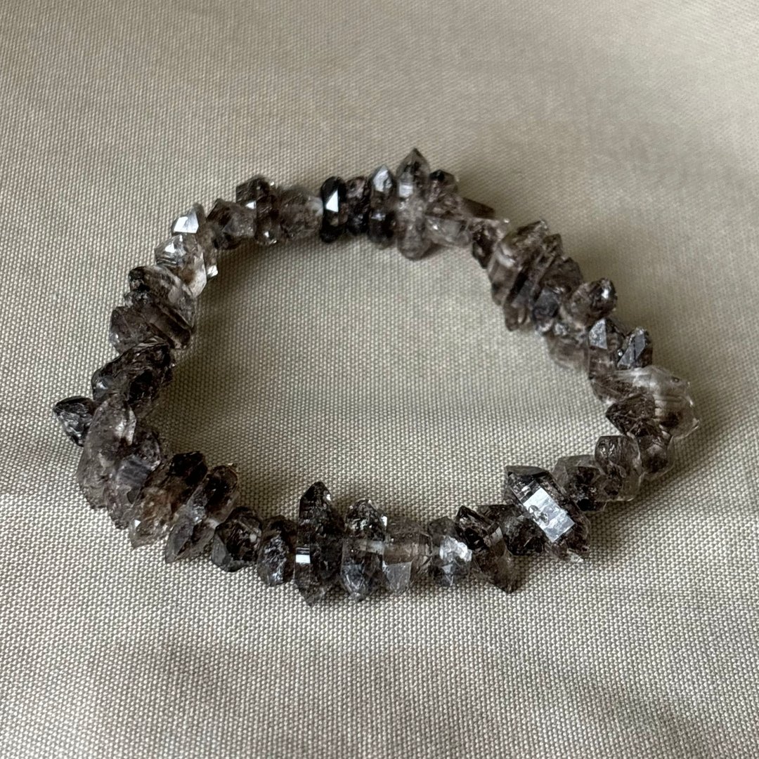 优质天然 l 茶晶体 黑闪灵手串 原矿 水晶 矿石 闪灵钻 - 手链/手环 - 水晶 黑色