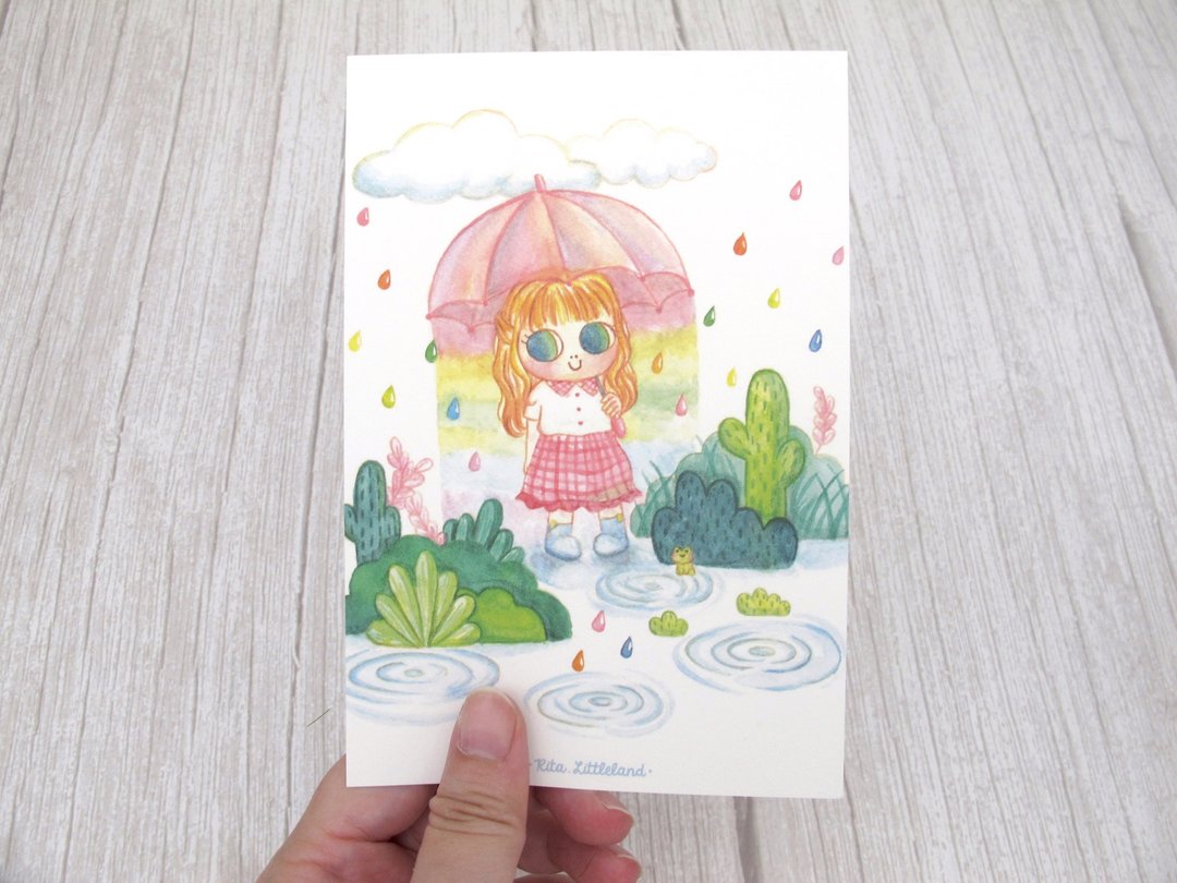 彩虹雨Rainbow Rain 明信片 - 卡片/明信片 - 纸 多色
