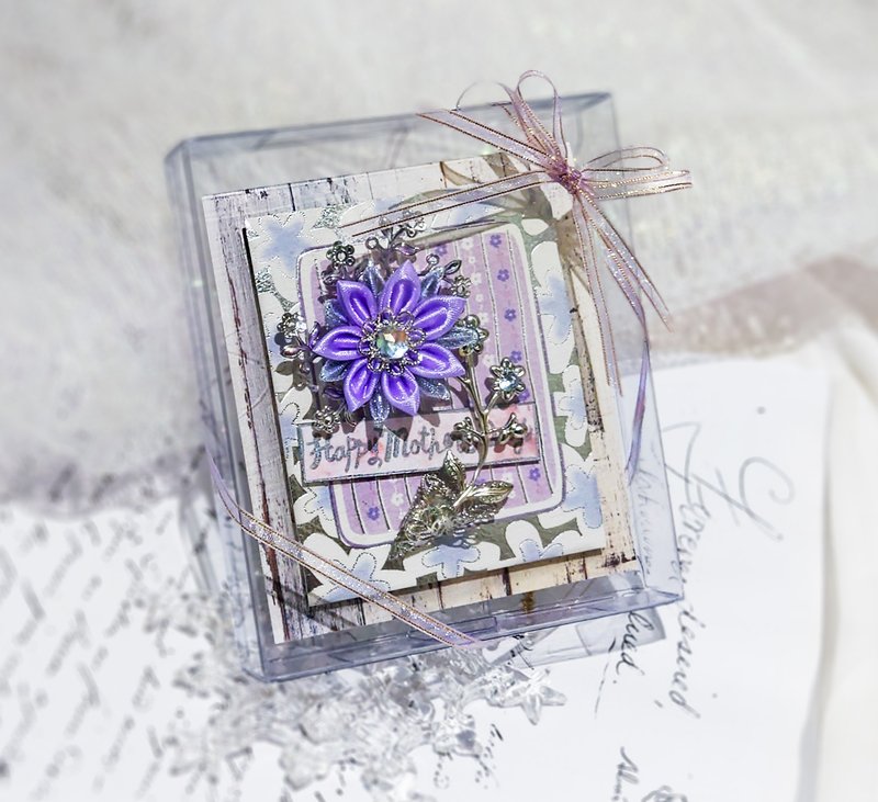 温馨蜜粉紫 银藤蔓花手工卡片 礼盒 (母亲节 定制化文字 情人卡) - 卡片/明信片 - 植物．花 紫色