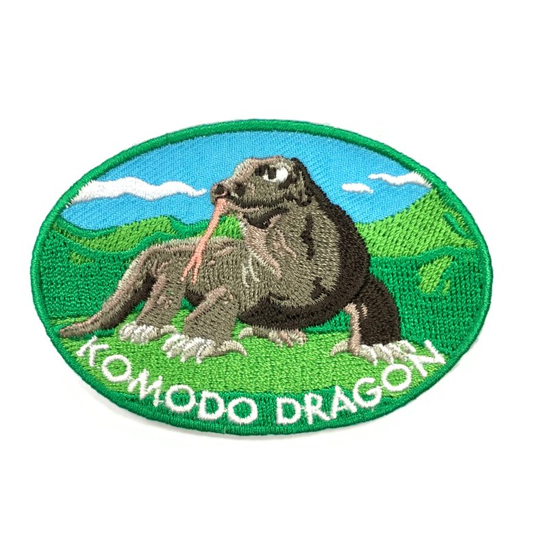 印尼 科摩多巨蜥 刺绣烫布贴 徽章 刺绣布贴 补丁 士气布章 布标 - 徽章/别针 - 绣线 多色