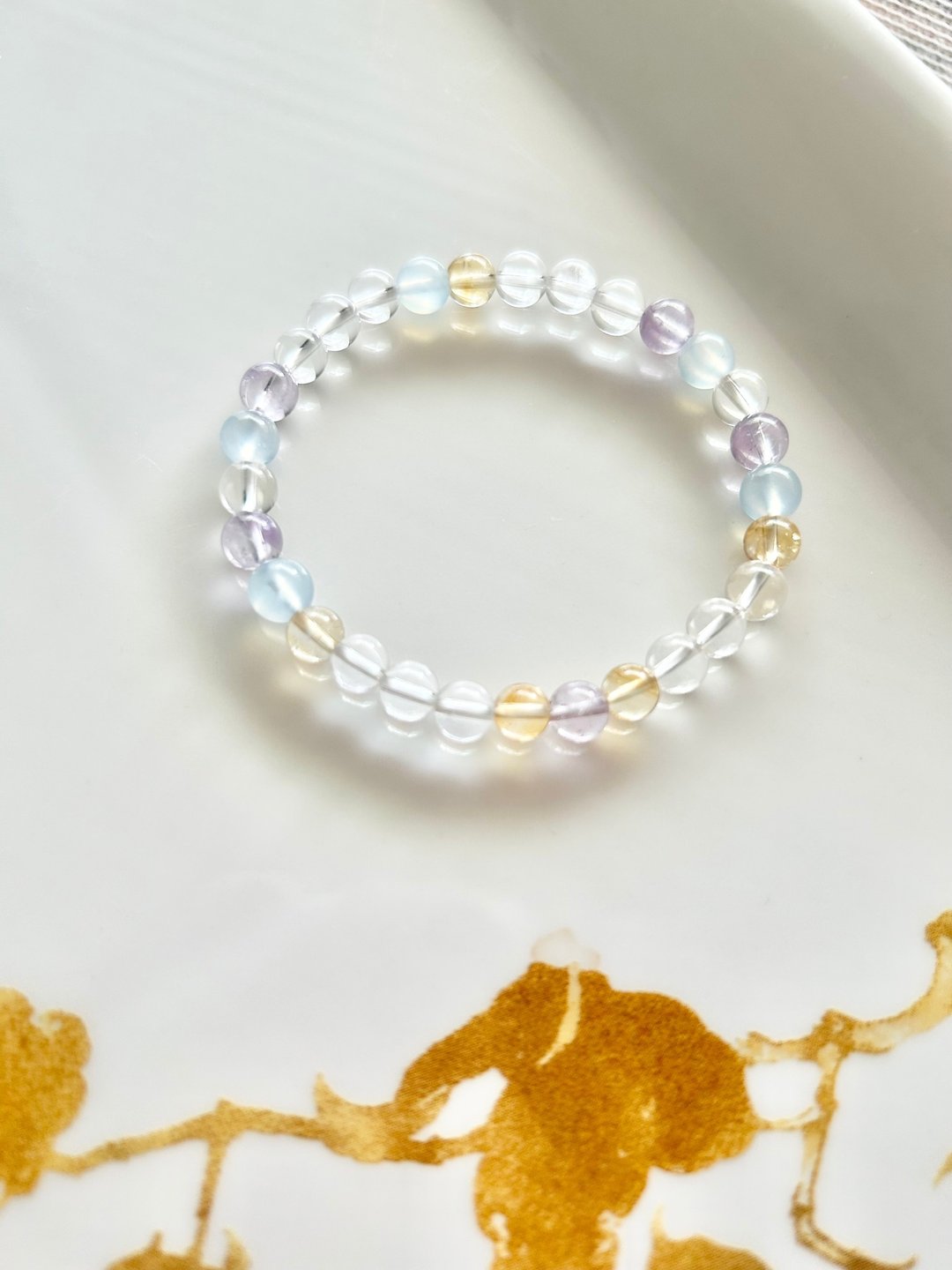 黄水晶 紫水晶 海水蓝宝 白水晶 增强自信 平缓情绪 人际沟通 - 手链/手环 - 水晶 多色