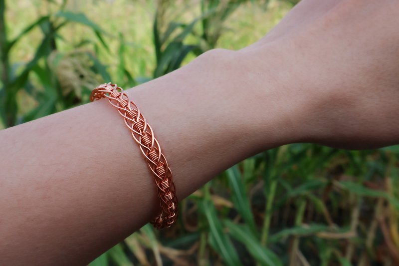 【订制】维京风格手环|男女皆可戴|纯手工|编织|礼物 - 手链/手环 - 铜/黄铜 橘色
