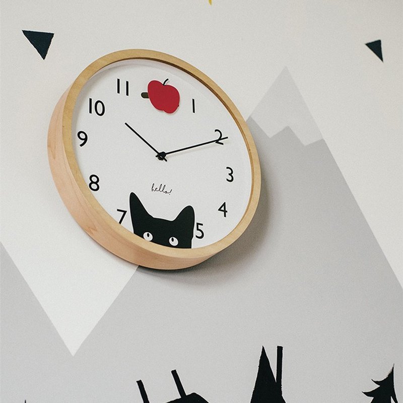 Little watchers- 躲猫猫摇苹果挂钟 - 时钟/闹钟 - 木头 白色